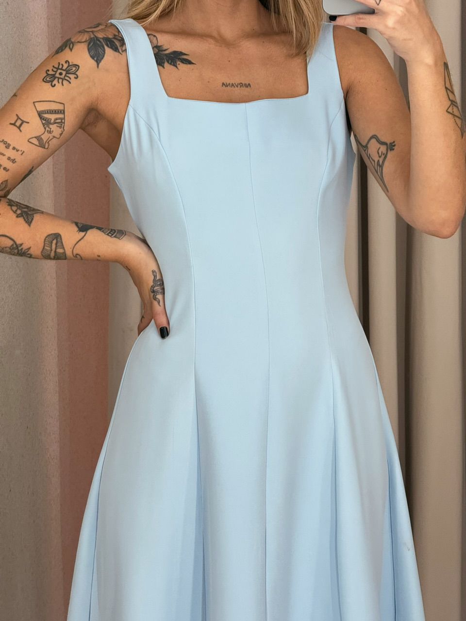 VESTIDO CAROLINE MIDI Azul Claro