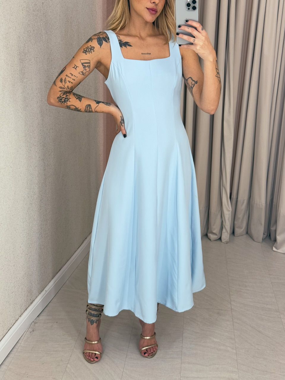 VESTIDO CAROLINE MIDI Azul Claro