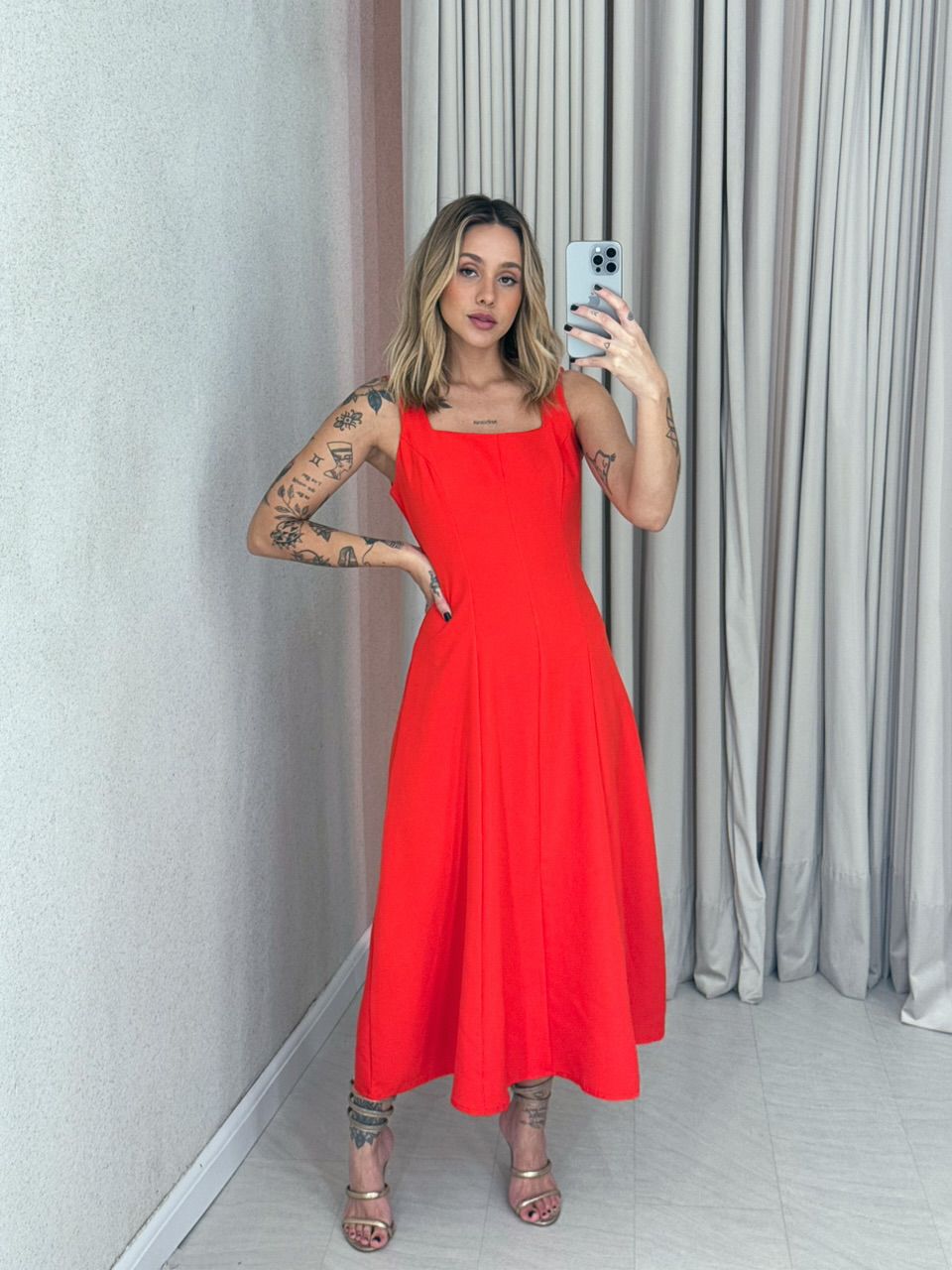 VESTIDO CAROLINE MIDI vermelho - 0059920006 - CAROLLA FERRARO