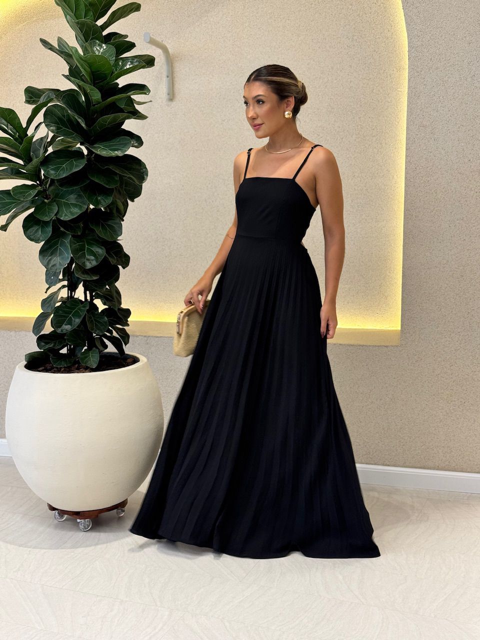 VESTIDO ELEONORA. PLISSADO preto - 0061300032 - CAROLLA FERRARO