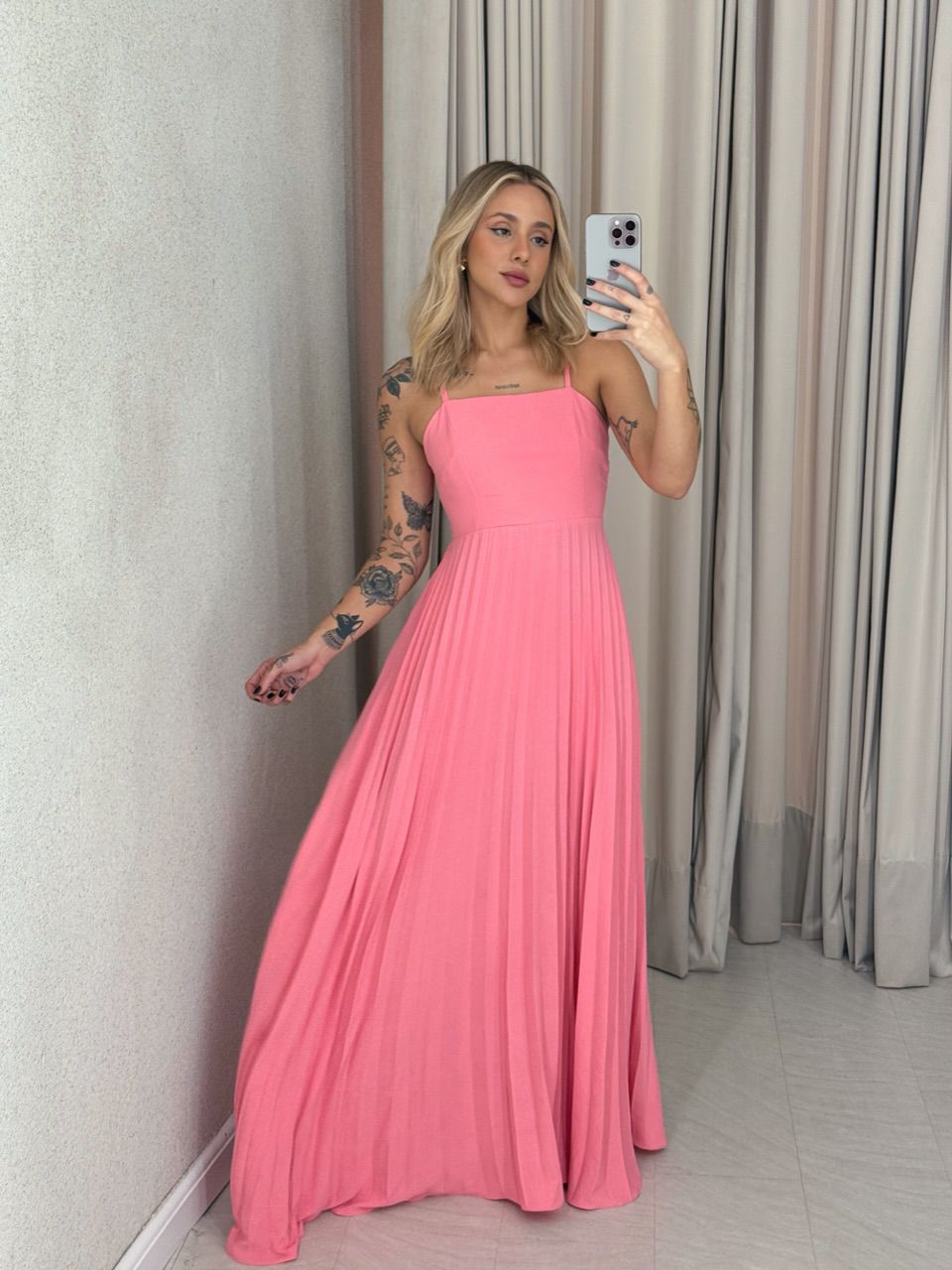 VESTIDO ELEONORA. PLISSADO Rosa