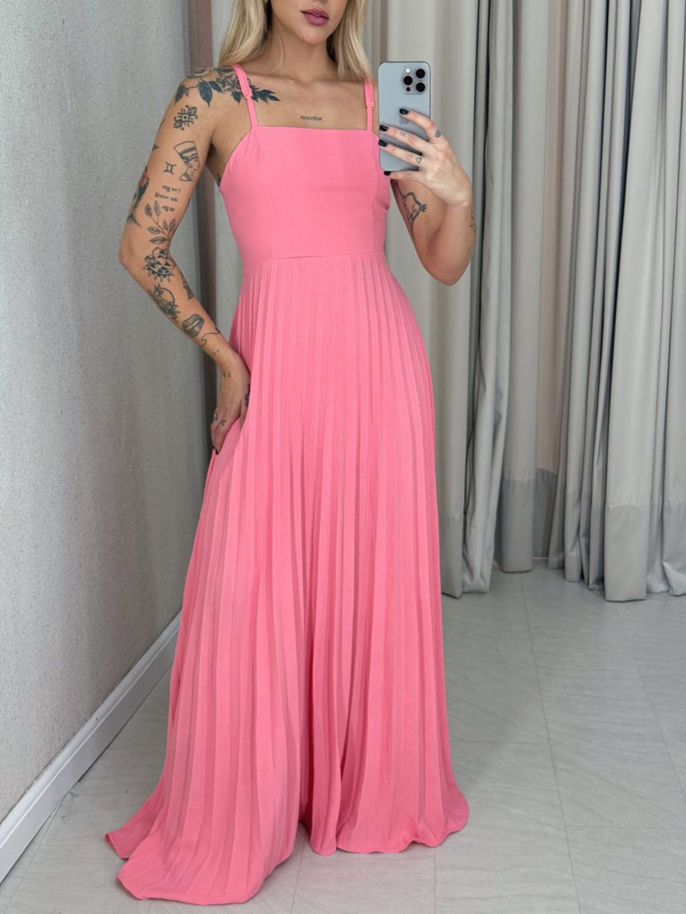 VESTIDO ELEONORA. PLISSADO Rosa