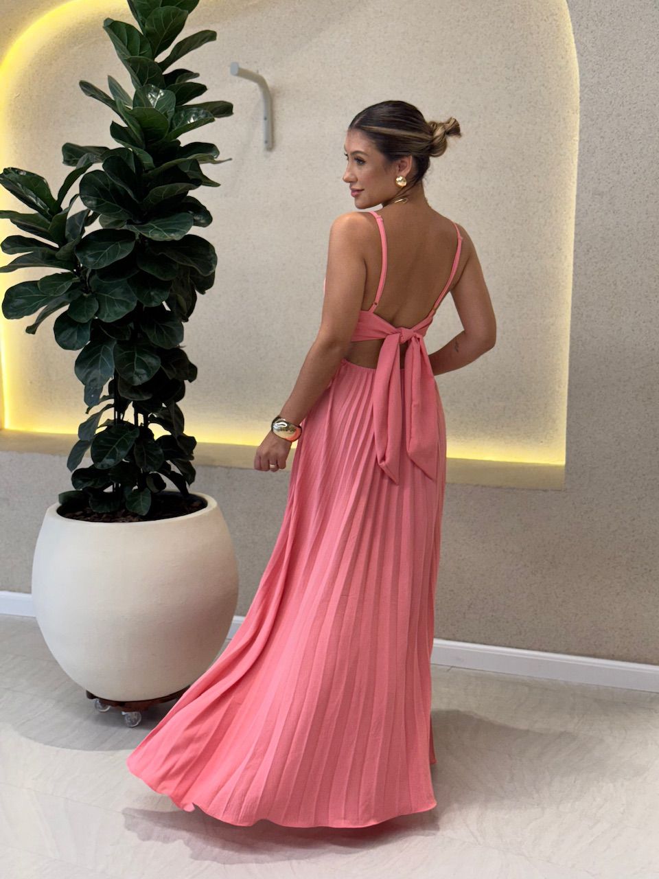 VESTIDO ELEONORA. PLISSADO Rosa
