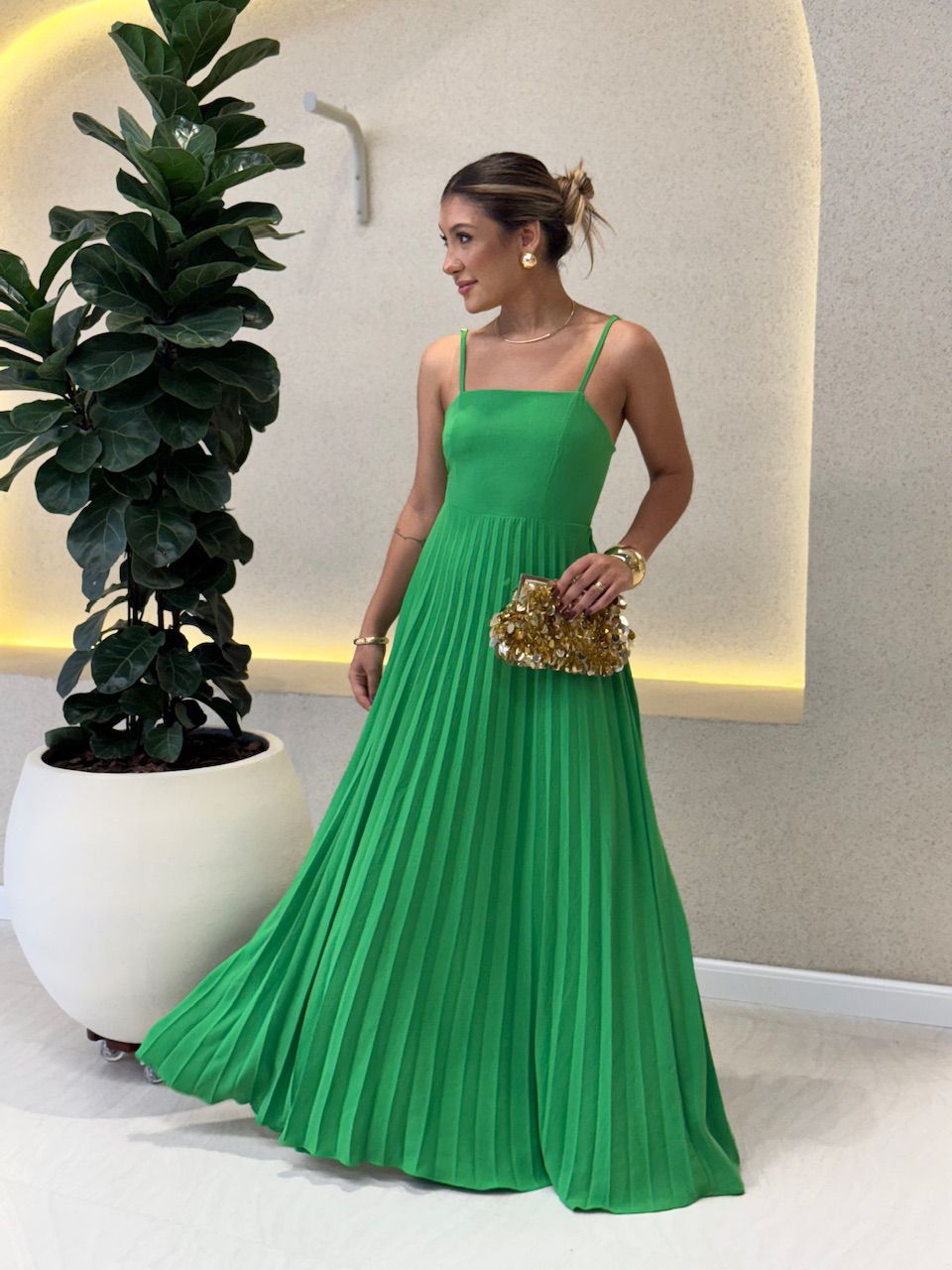 VESTIDO ELEONORA. PLISSADO verde - 0061300014 - CAROLLA FERRARO