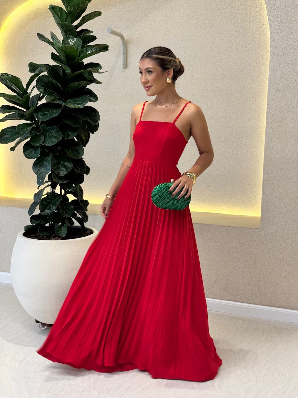 VESTIDO ELEONORA. PLISSADO vermelho - 0061300006 - CAROLLA FERRARO