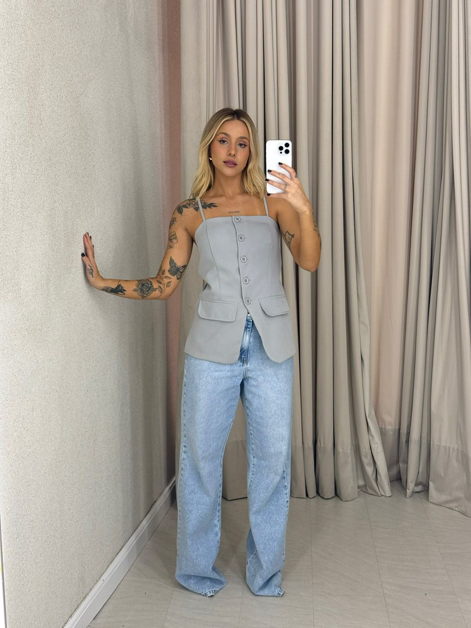 BLUSA FRAN ALÇA CINZA