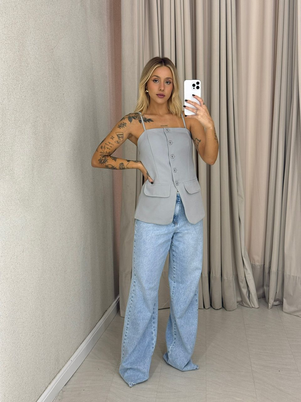 BLUSA FRAN ALÇA CINZA