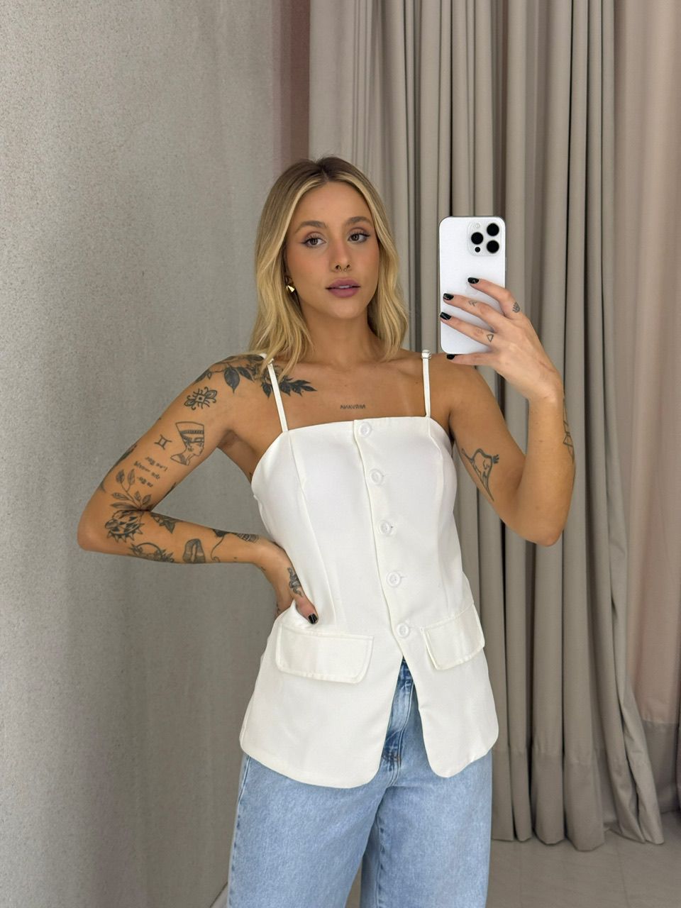 BLUSA FRAN ALÇA OFF - 0062120048 - CAROLLA FERRARO