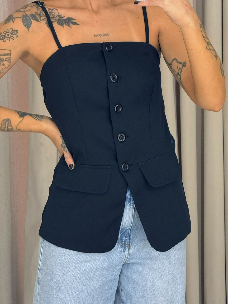 BLUSA FRAN ALÇA PRETA