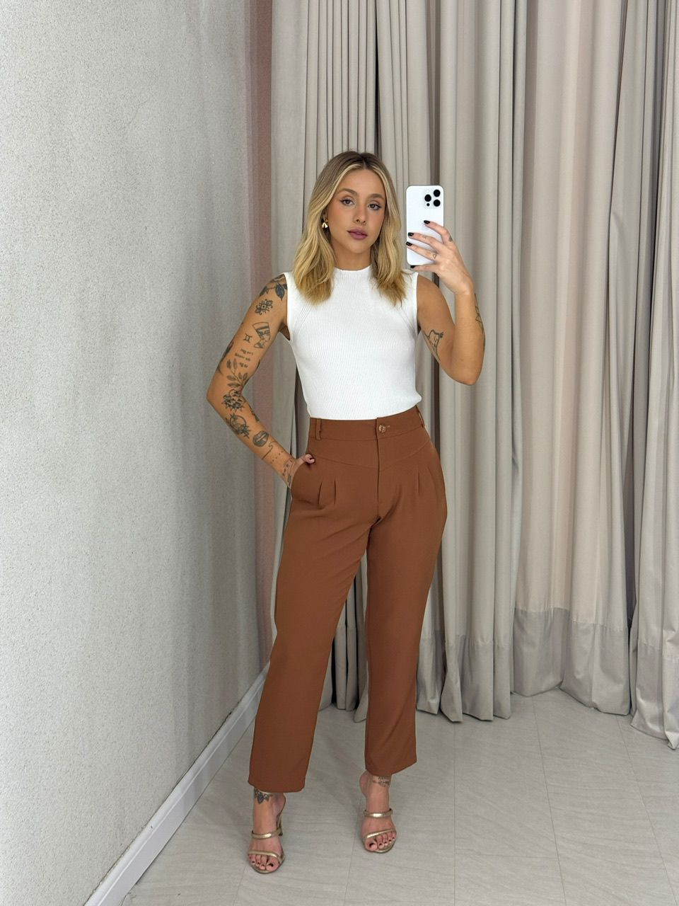 CALÇA ROSIMEIRE SKINNY CARAMELO