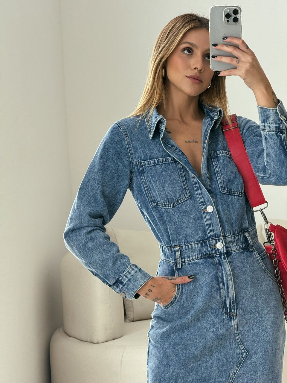 VESTIDO MIDI JEANS ESTONADO