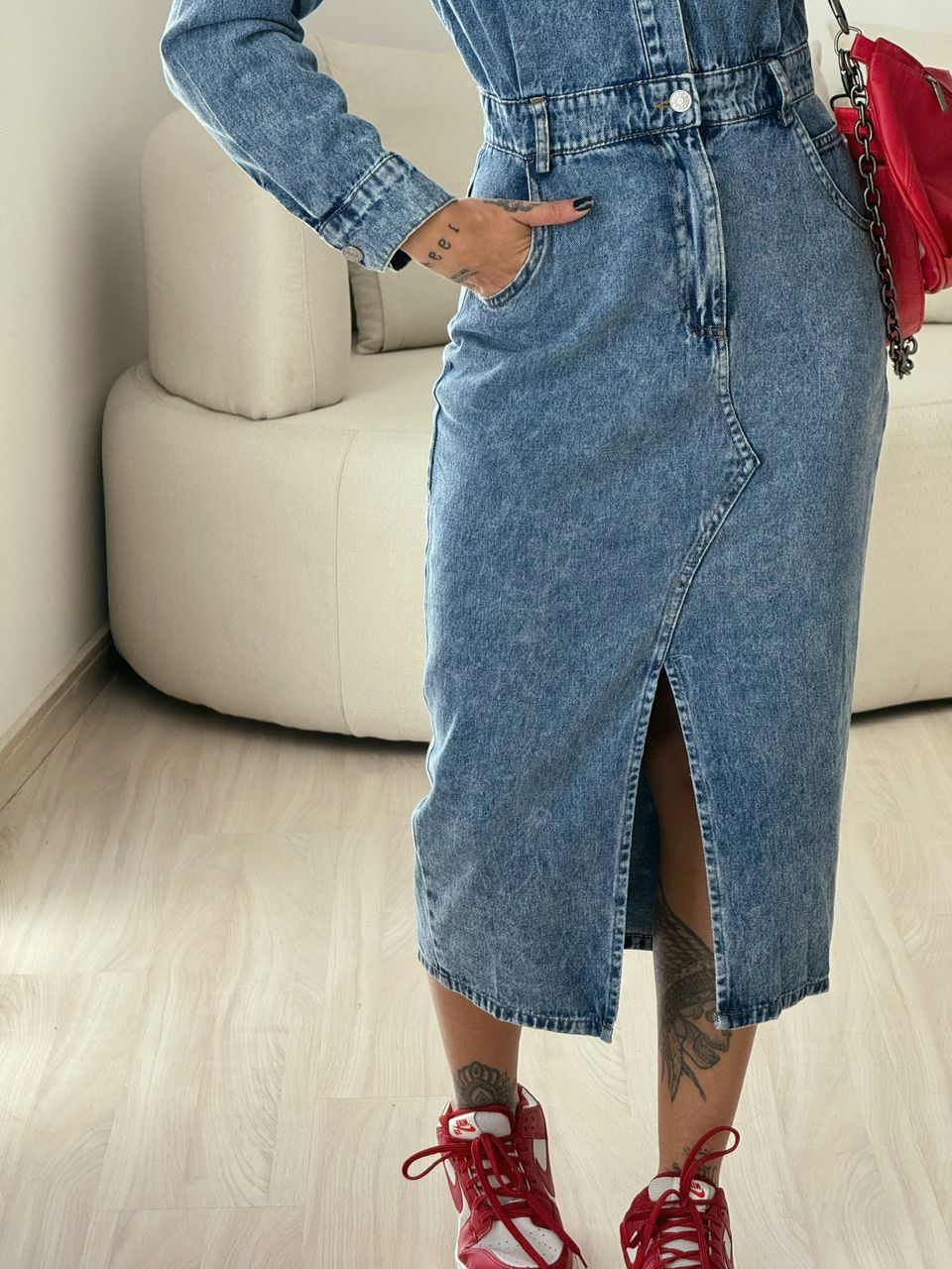 VESTIDO MIDI JEANS ESTONADO