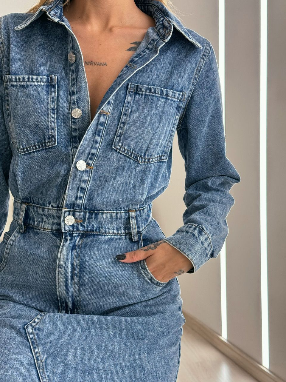 VESTIDO MIDI JEANS ESTONADO