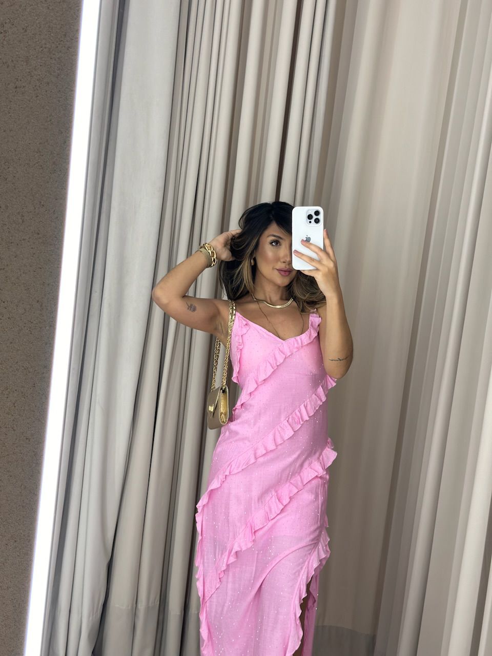 VESTIDO SUSY BRILHO ROSA CLARO