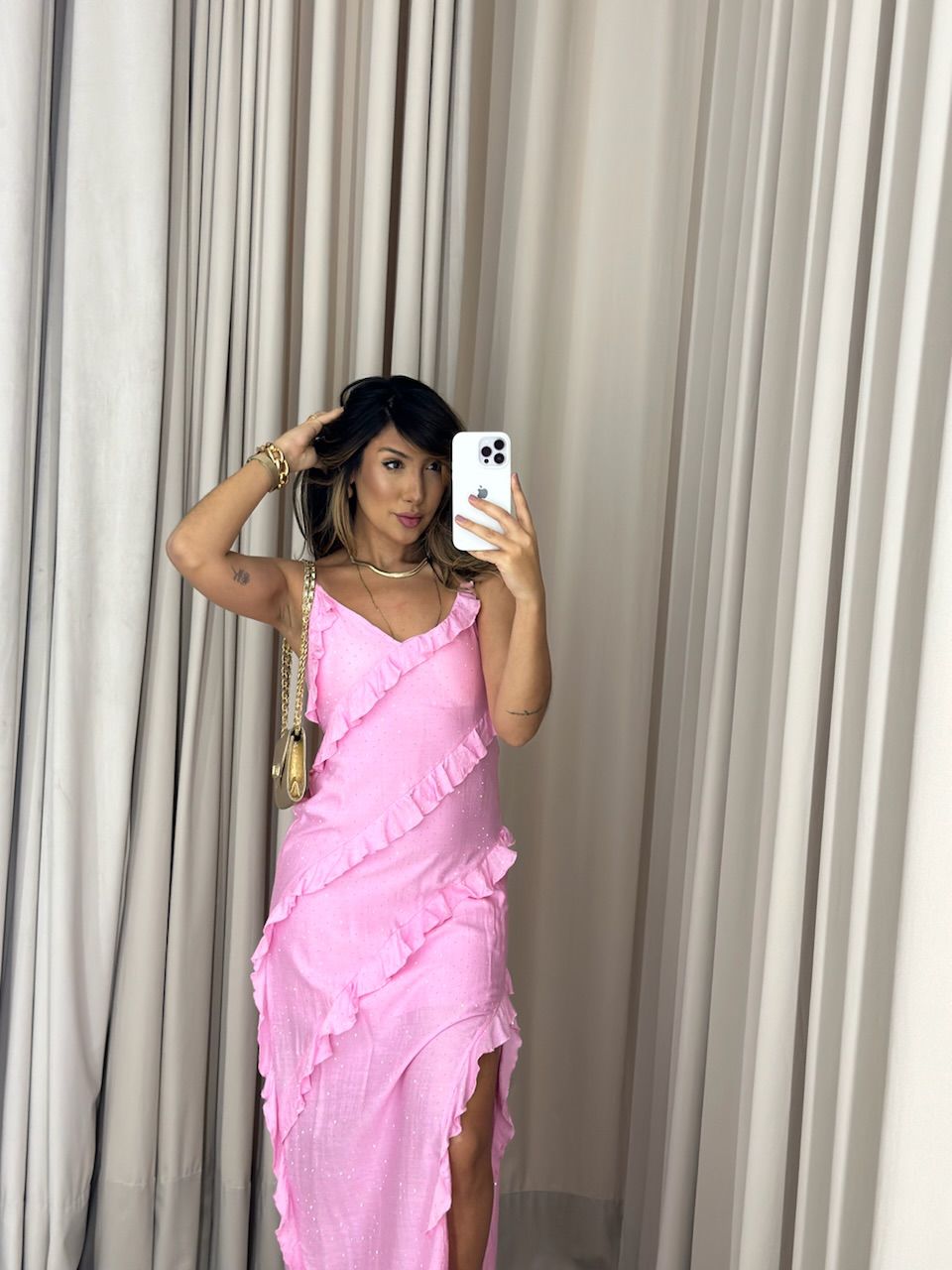 VESTIDO SUSY BRILHO ROSA CLARO