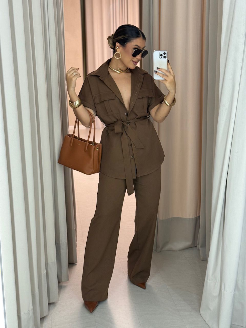  CONJUNTO FRANCISCA CALÇA MARROM - 0064400054 - CAROLLA FERRARO