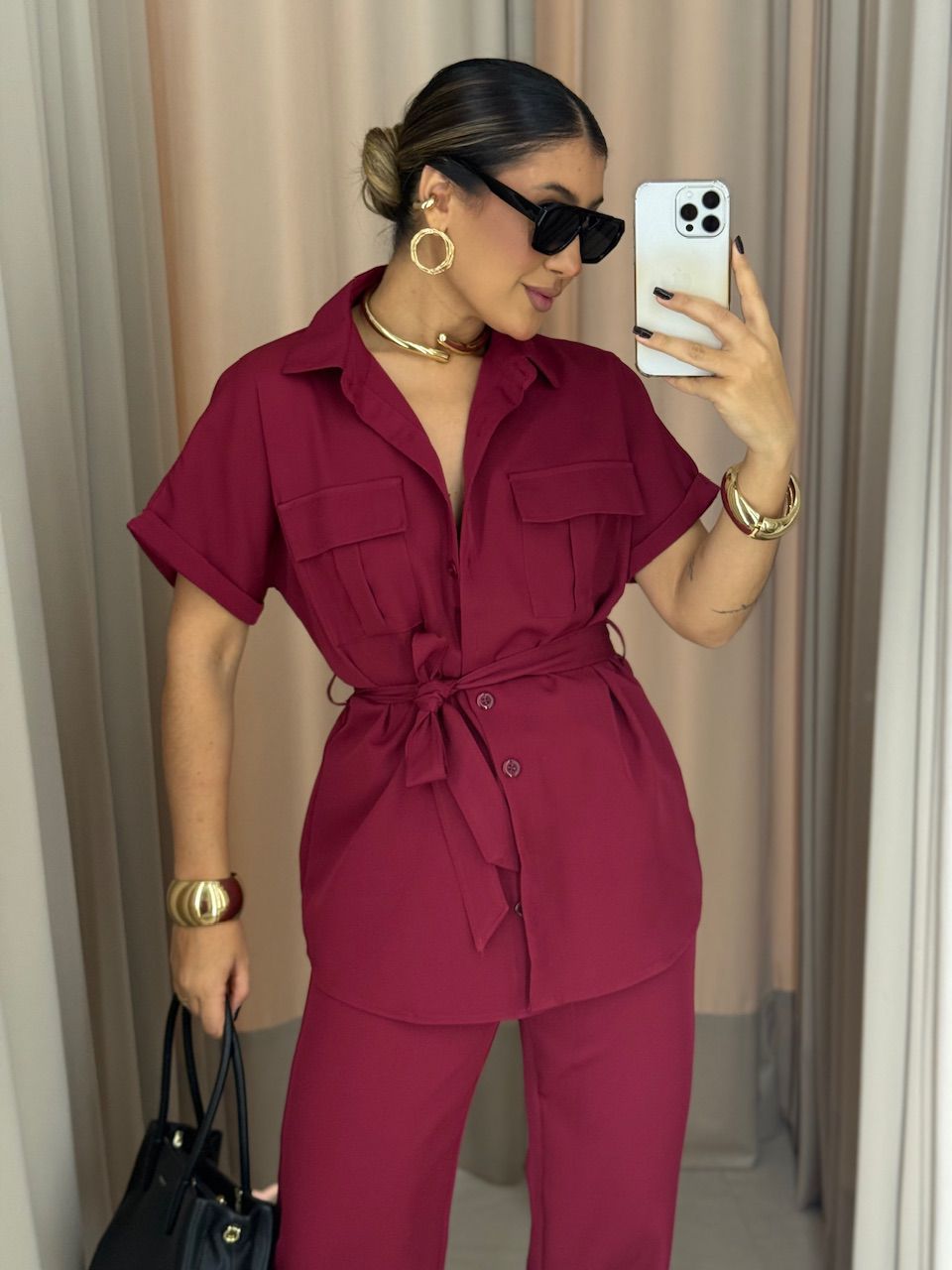  CONJUNTO FRANCISCA CALÇA VINHO