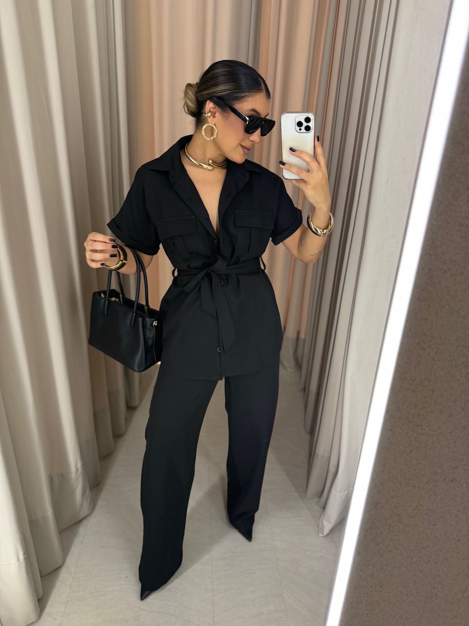  CONJUNTO FRANCISCA CALÇA PRETO - 0064400032 - CAROLLA FERRARO