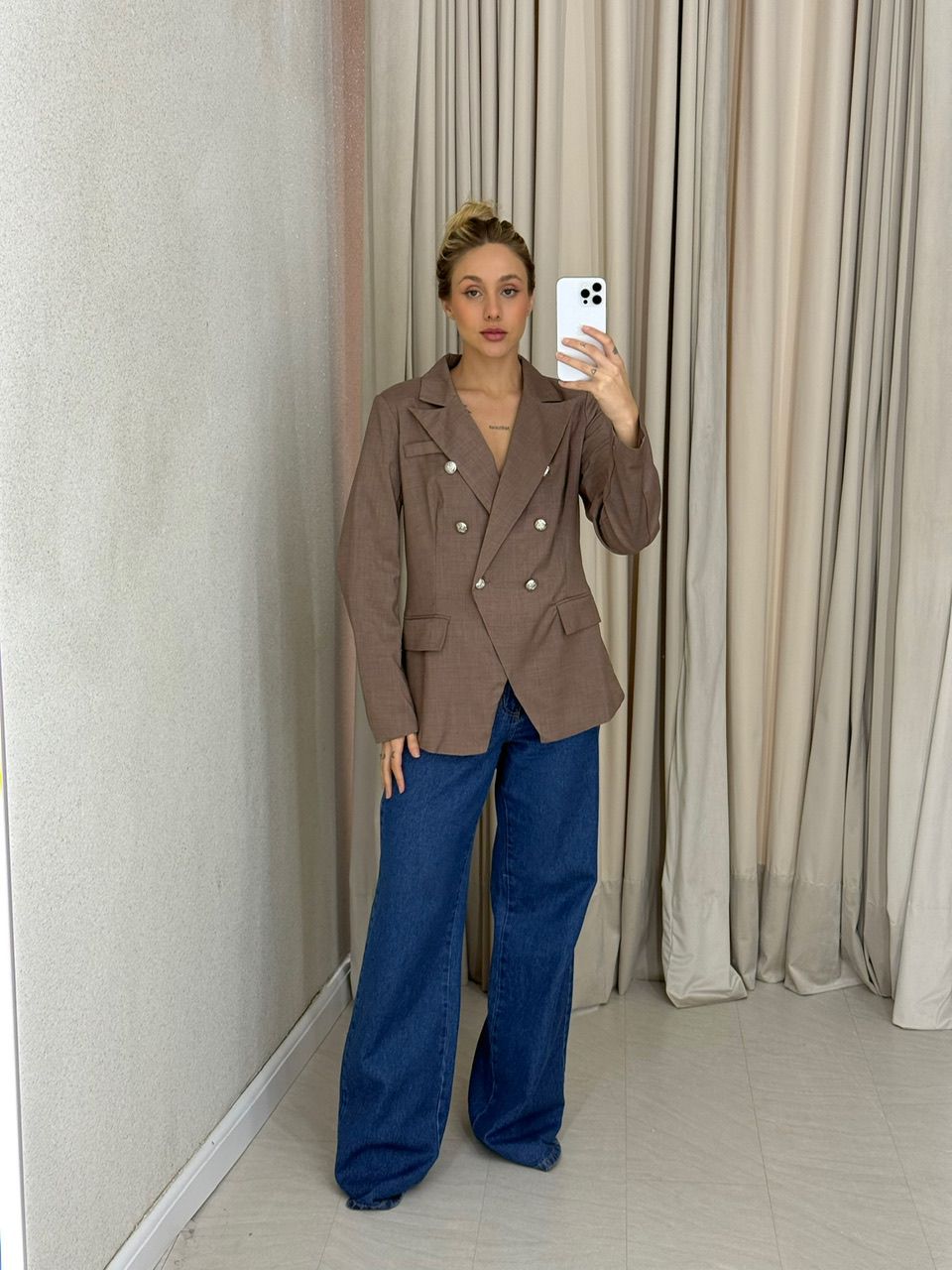 BLAZER LORENA BOTÕES MARROM