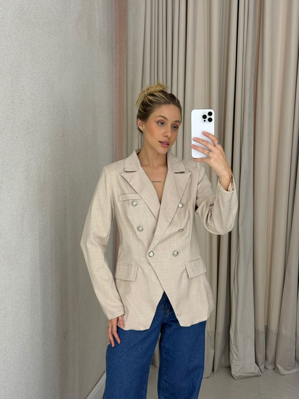 BLAZER LORENA BOTÕES AREIA