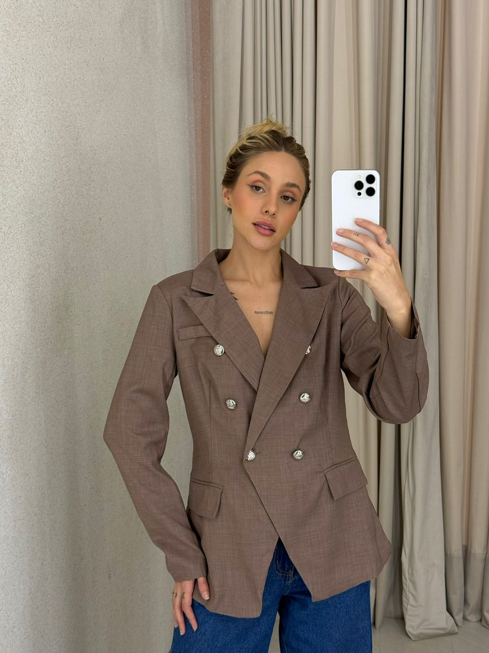 BLAZER LORENA BOTÕES MARROM
