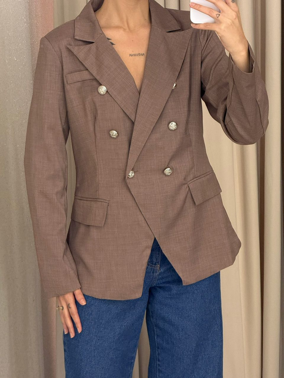 BLAZER LORENA BOTÕES MARROM