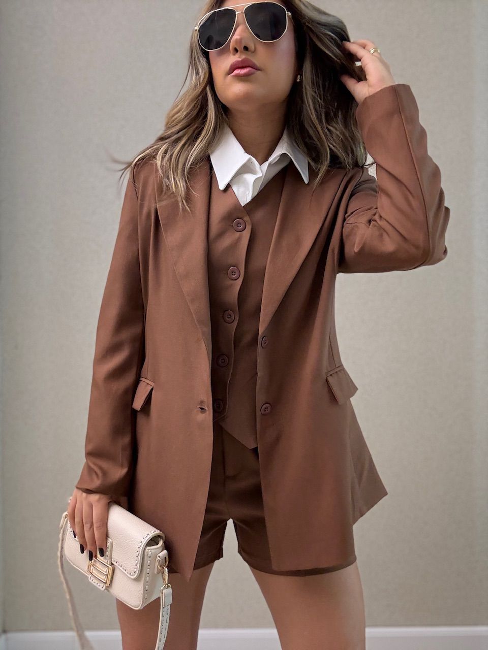 BLAZER CARLA ALFAIATARIA MARROM