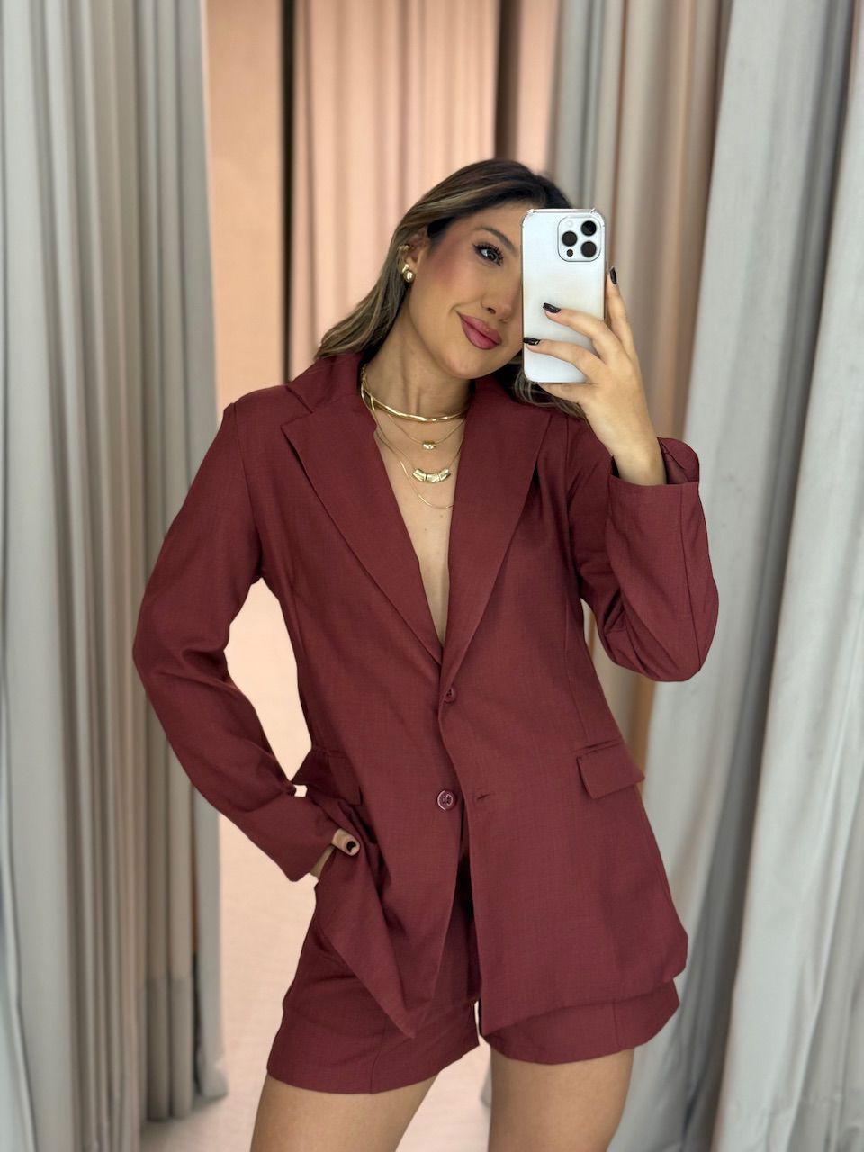 BLAZER CARLA ALFAIATARIA TELHA - 0064220180 - CAROLLA FERRARO