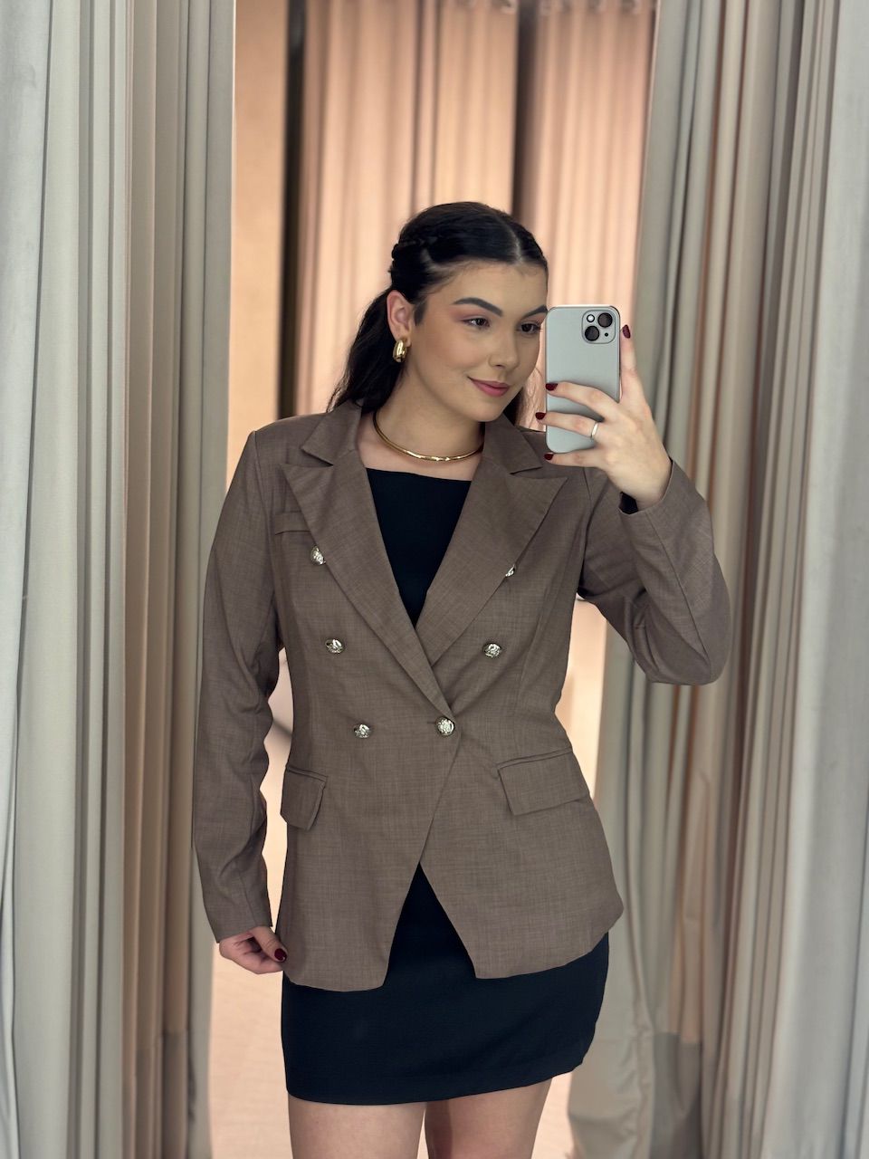 BLAZER LORENA BOTÕES MARROM