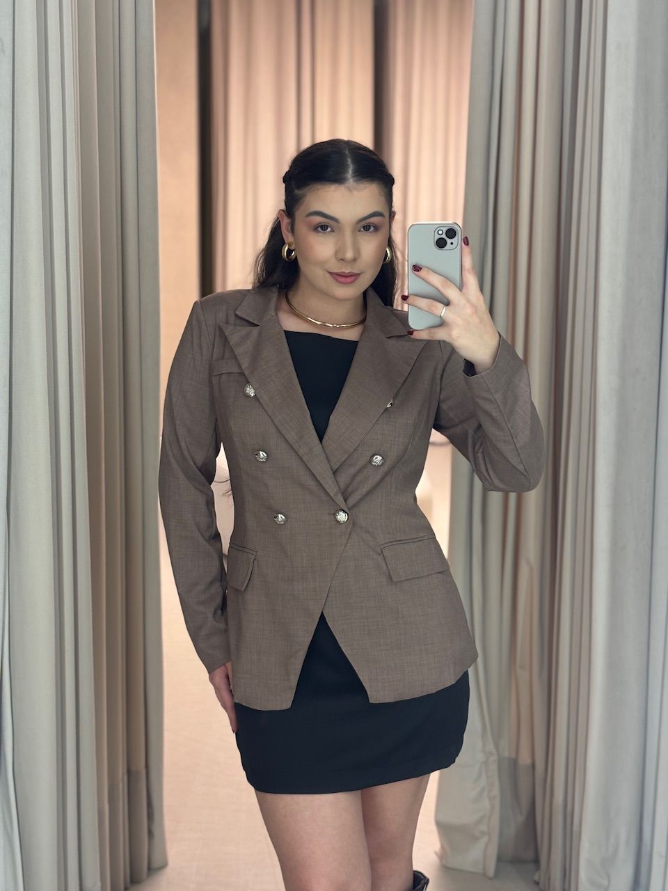 BLAZER LORENA BOTÕES MARROM