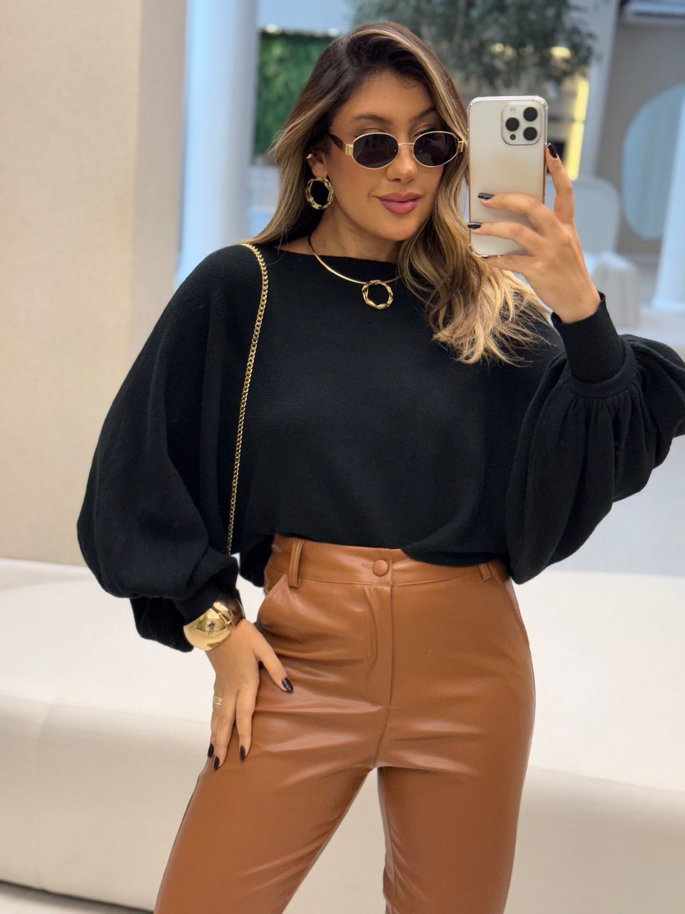 BLUSA AMANDA TRICOT Preta - 0064280033 - CAROLLA FERRARO