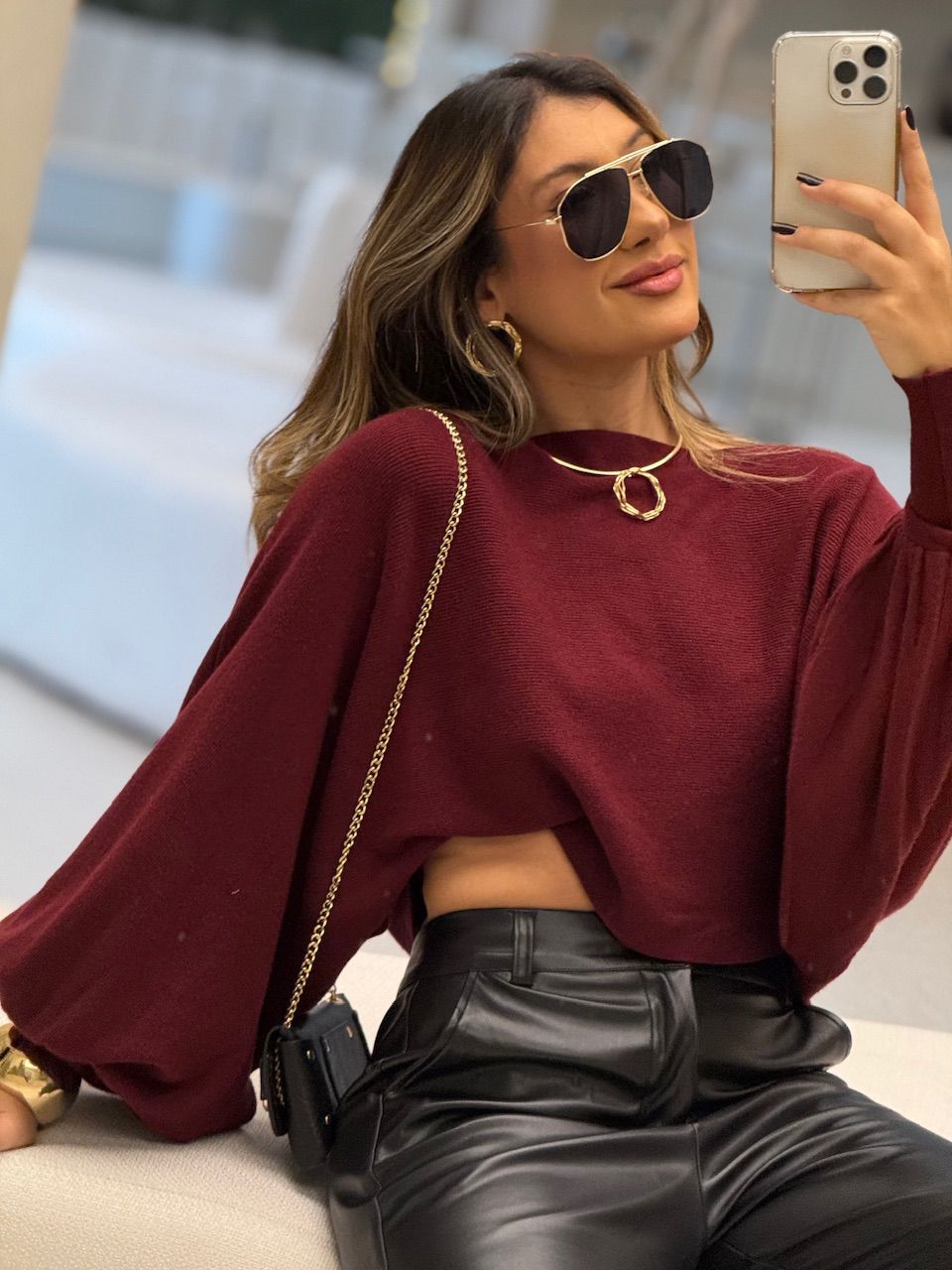 BLUSA AMANDA TRICOT VINHO