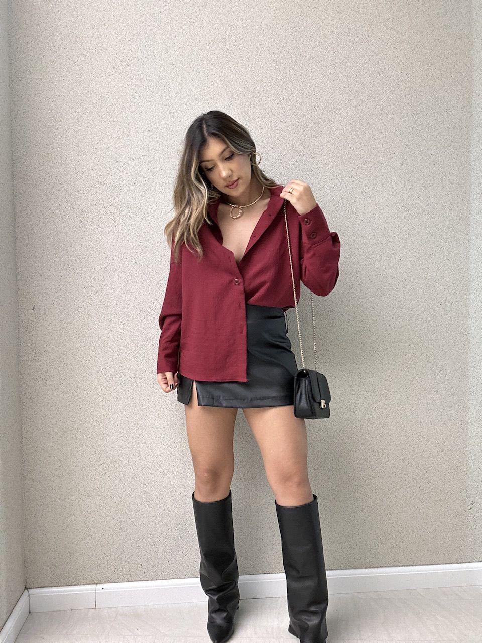 CAMISA EMMA BÁSICA VINHO
