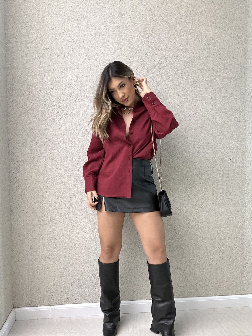 CAMISA EMMA BÁSICA VINHO