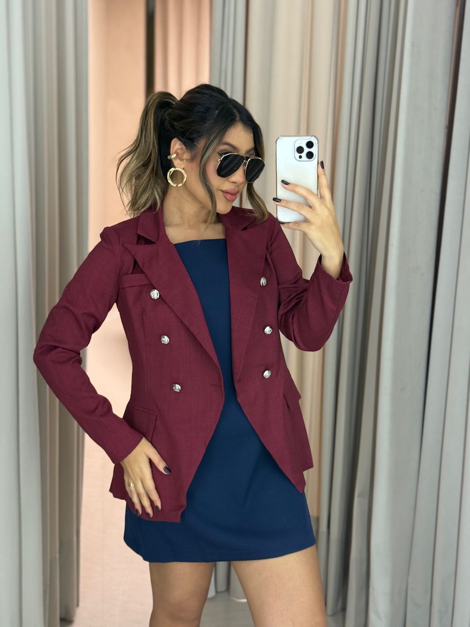 BLAZER LORENA BOTÕES VINHO - 0064190168 - CAROLLA FERRARO