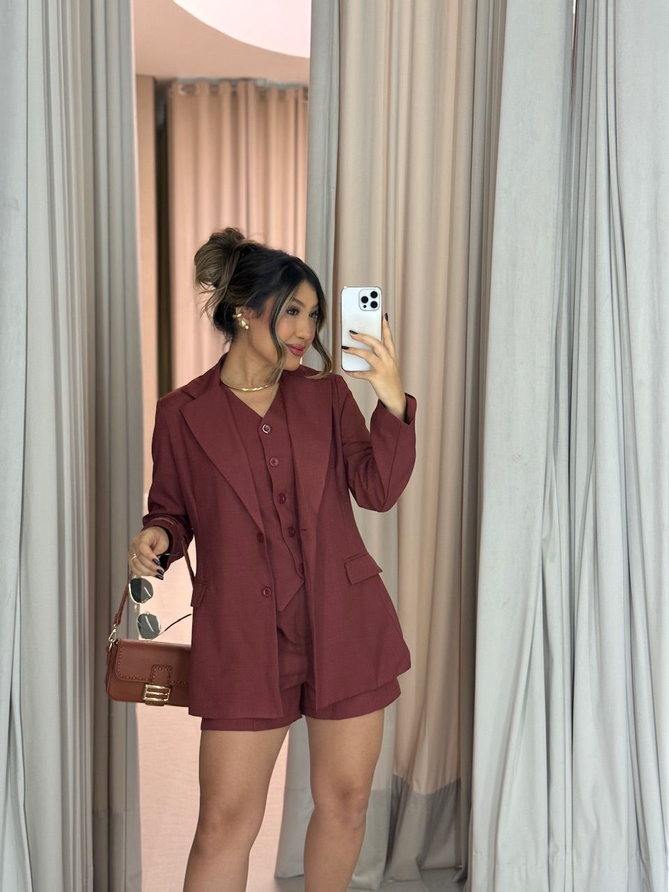 SHORT CAMILA ALFAIATARIA TELHA