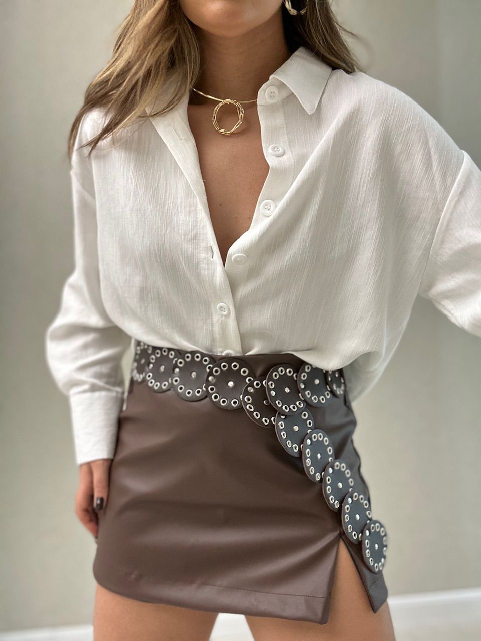 SHORT SAIA ISABEL CINTO MARROM - 0064260054 - CAROLLA FERRARO