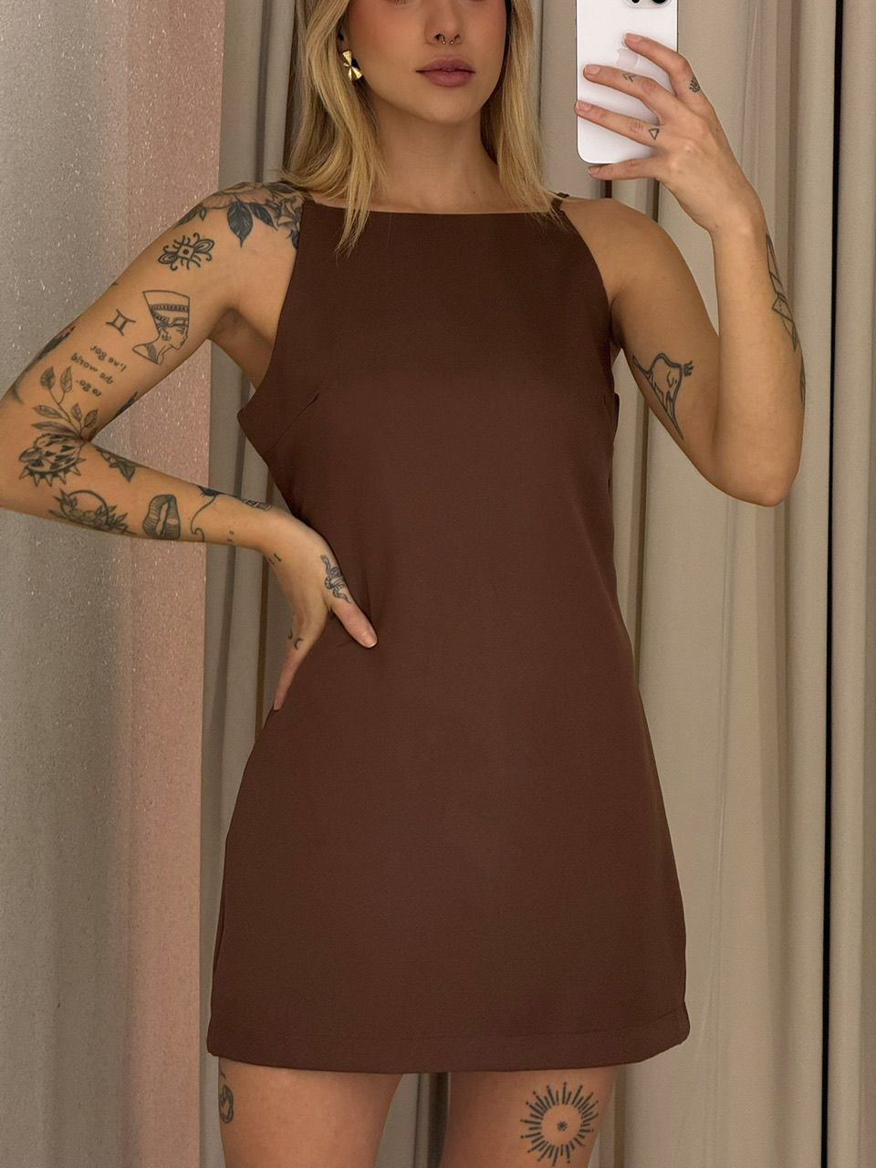 VESTIDO GIANE CURTO Marrom