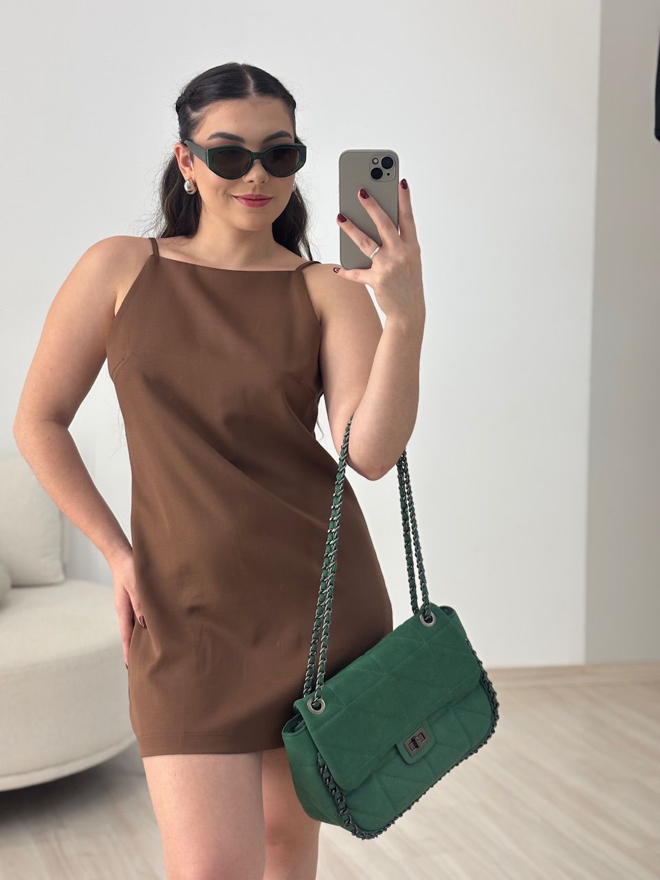 VESTIDO GIANE CURTO Marrom - 0064180054 - CAROLLA FERRARO