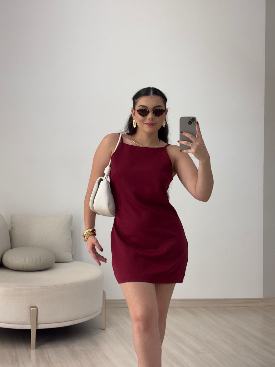 VESTIDO GIANE CURTO VINHO - 0064180168 - CAROLLA FERRARO
