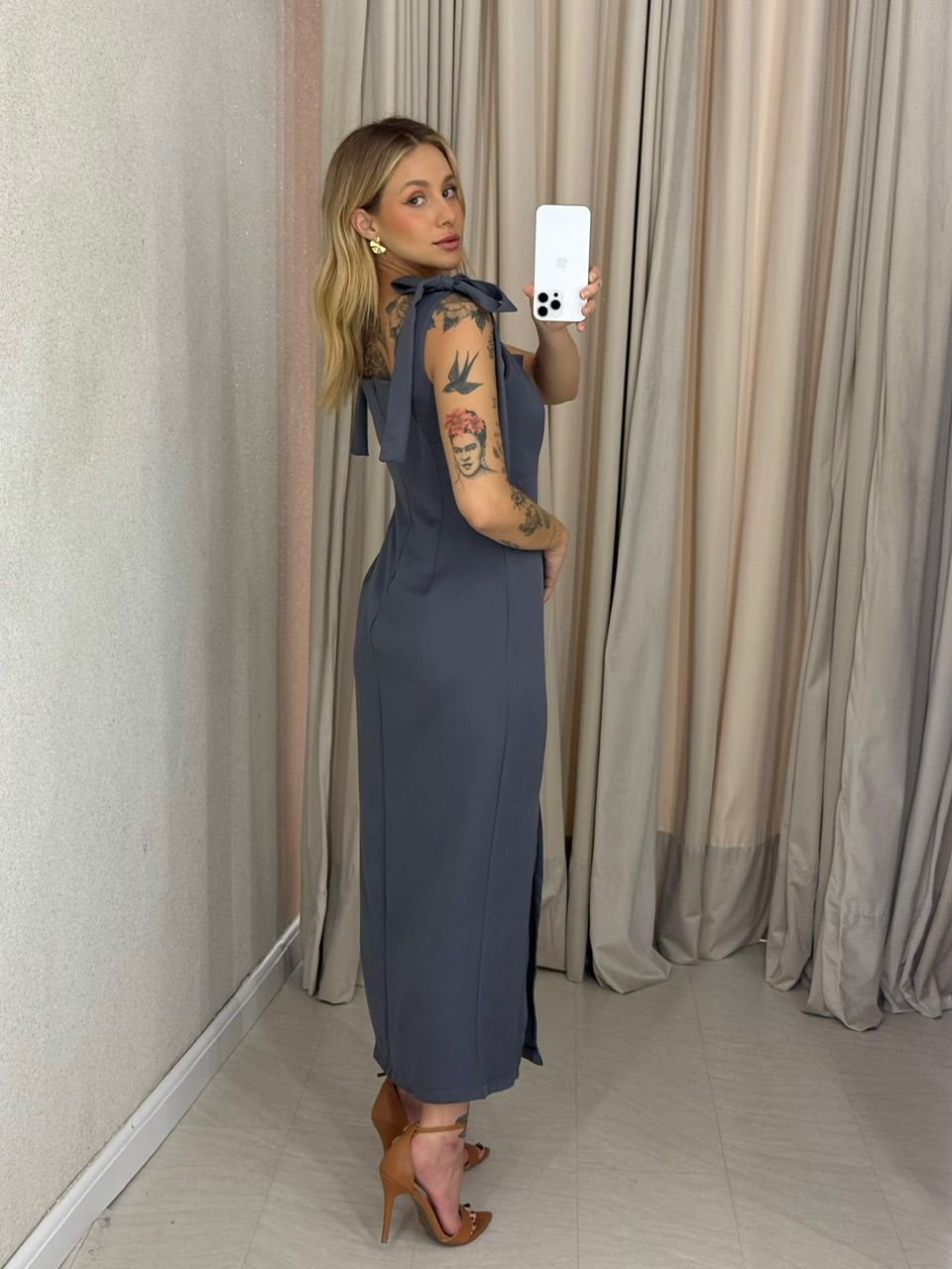 VESTIDO SAMANTA LAÇO CHUMBO
