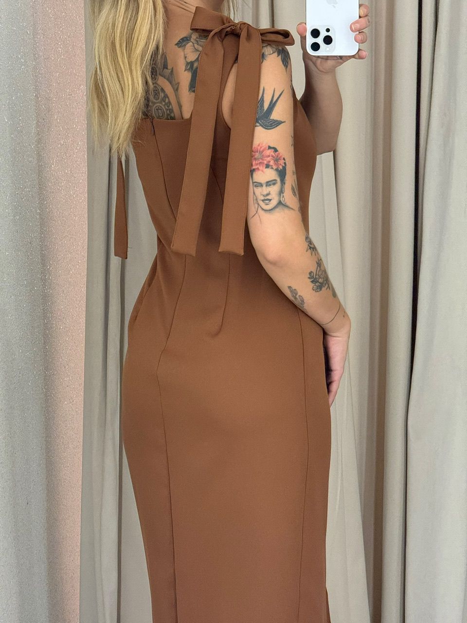 VESTIDO SAMANTA LAÇO CARAMELO