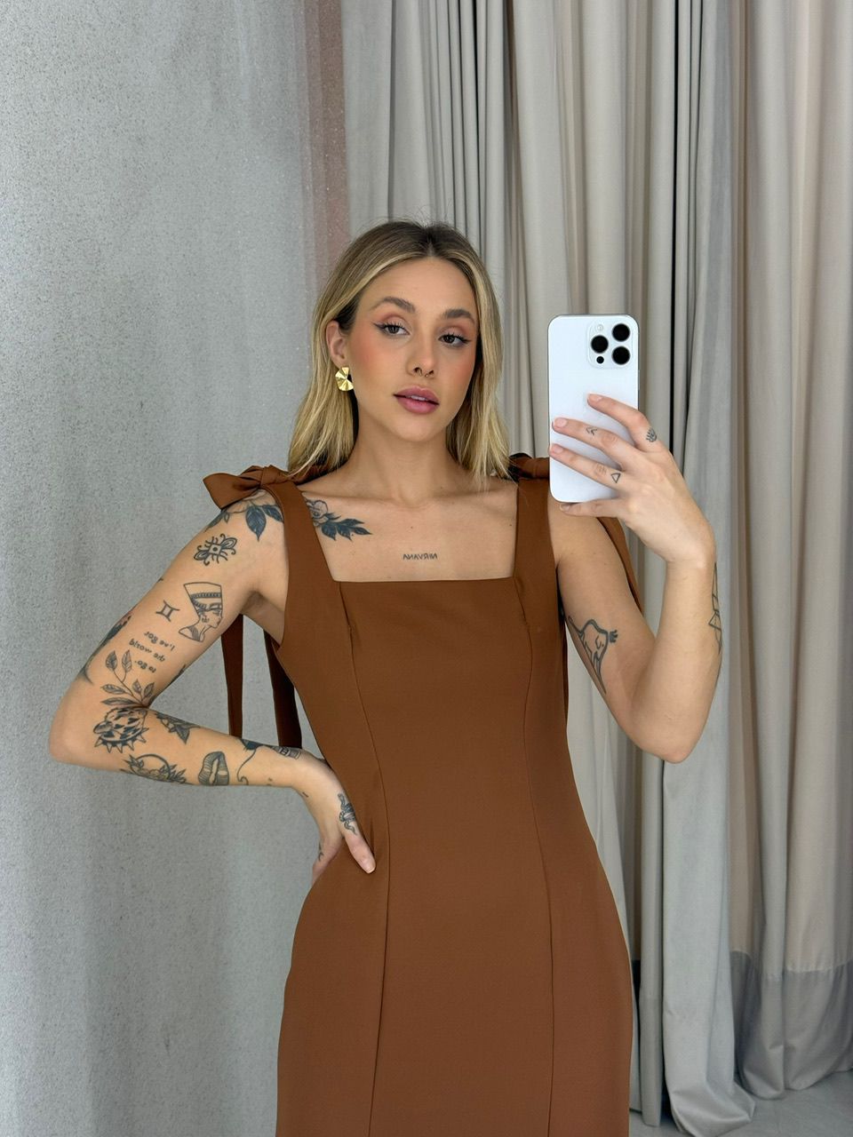 VESTIDO SAMANTA LAÇO CARAMELO