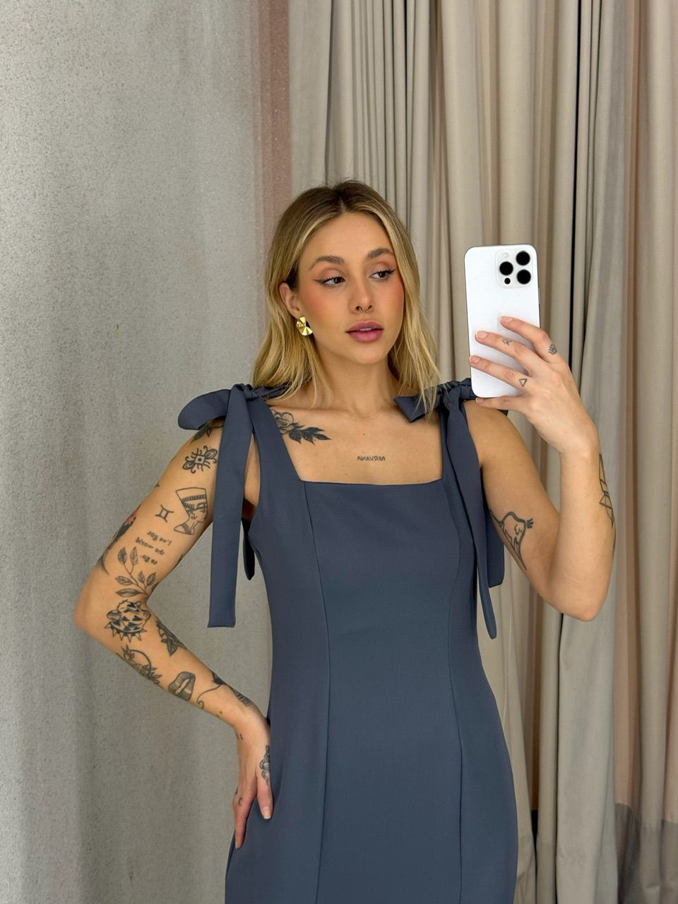 VESTIDO SAMANTA LAÇO CHUMBO