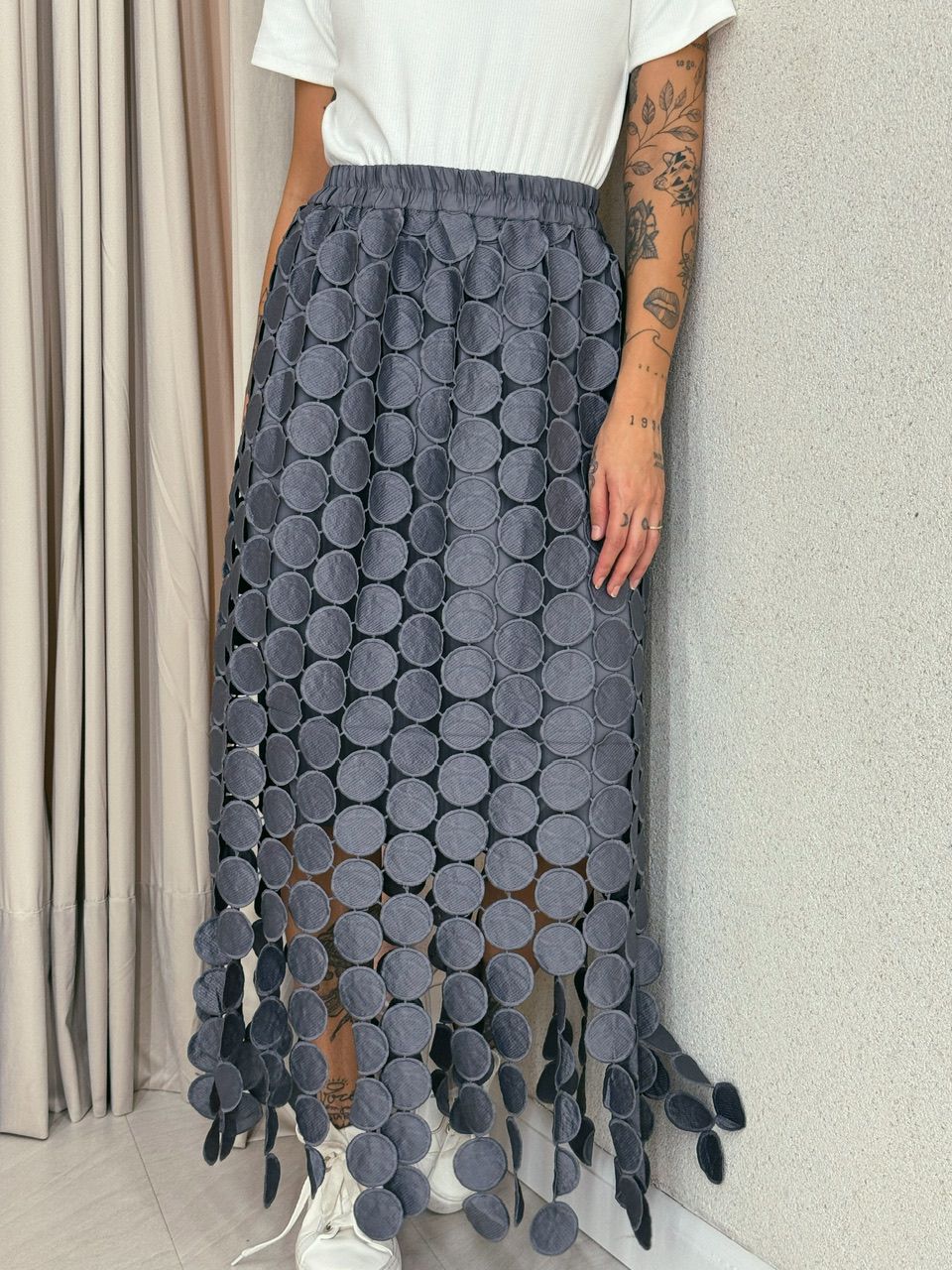SAIA MELISSA 02 MIDI CINZA - 0053060091 - CAROLLA FERRARO