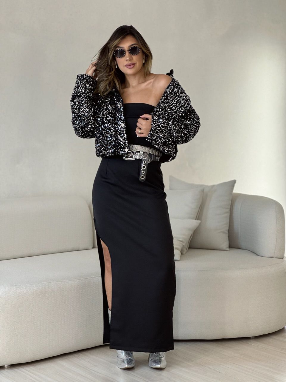 VESTIDO RÚBIA FENDA PRETO