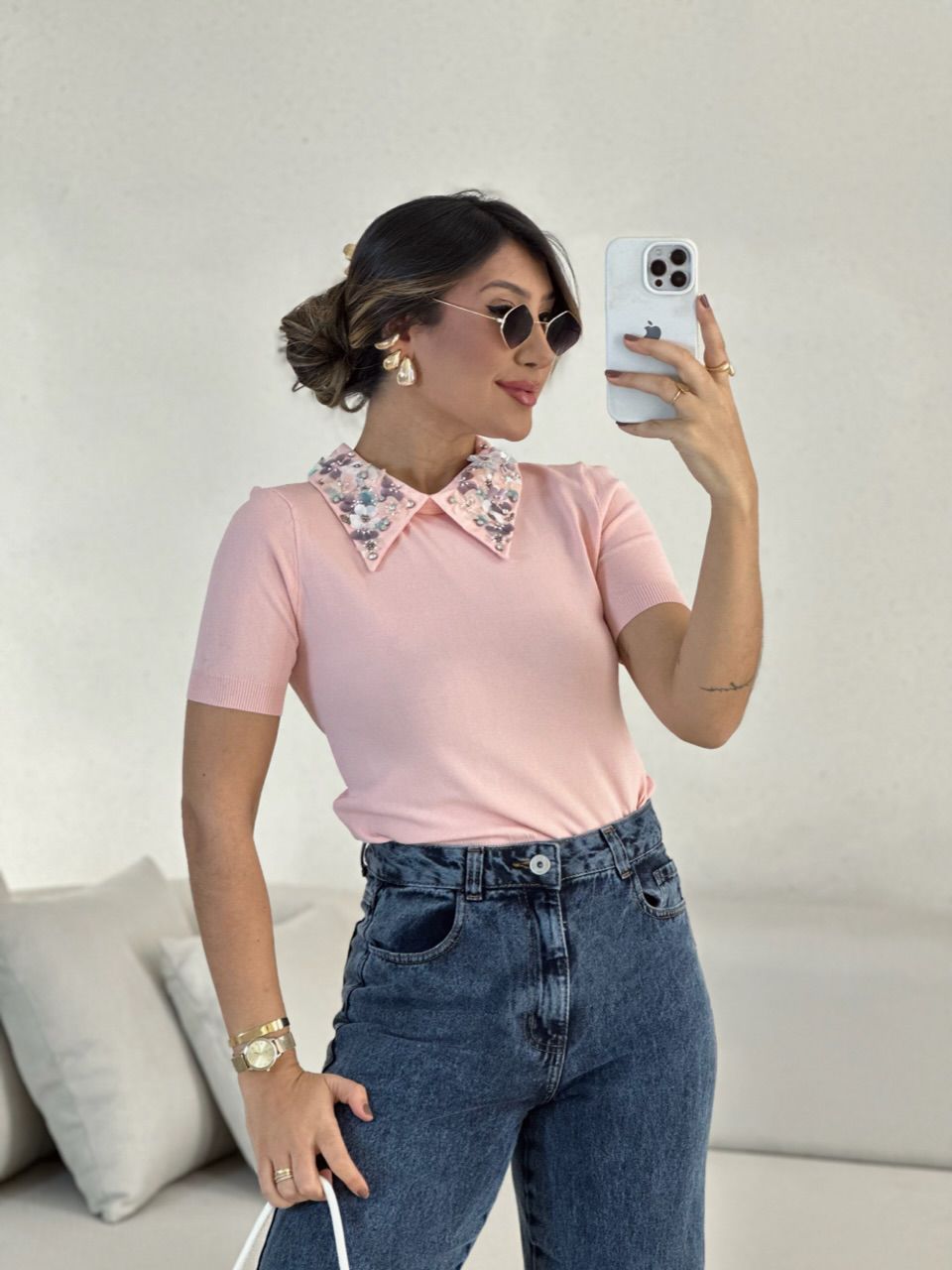 BLUSA MAIA GOLA BORDADA BABY PINK
