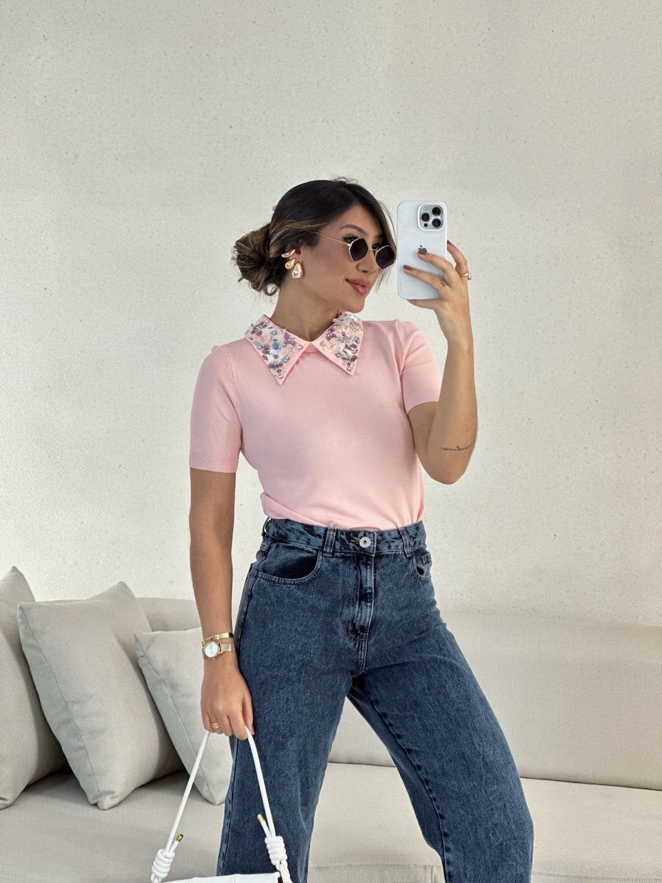 BLUSA MAIA GOLA BORDADA BABY PINK