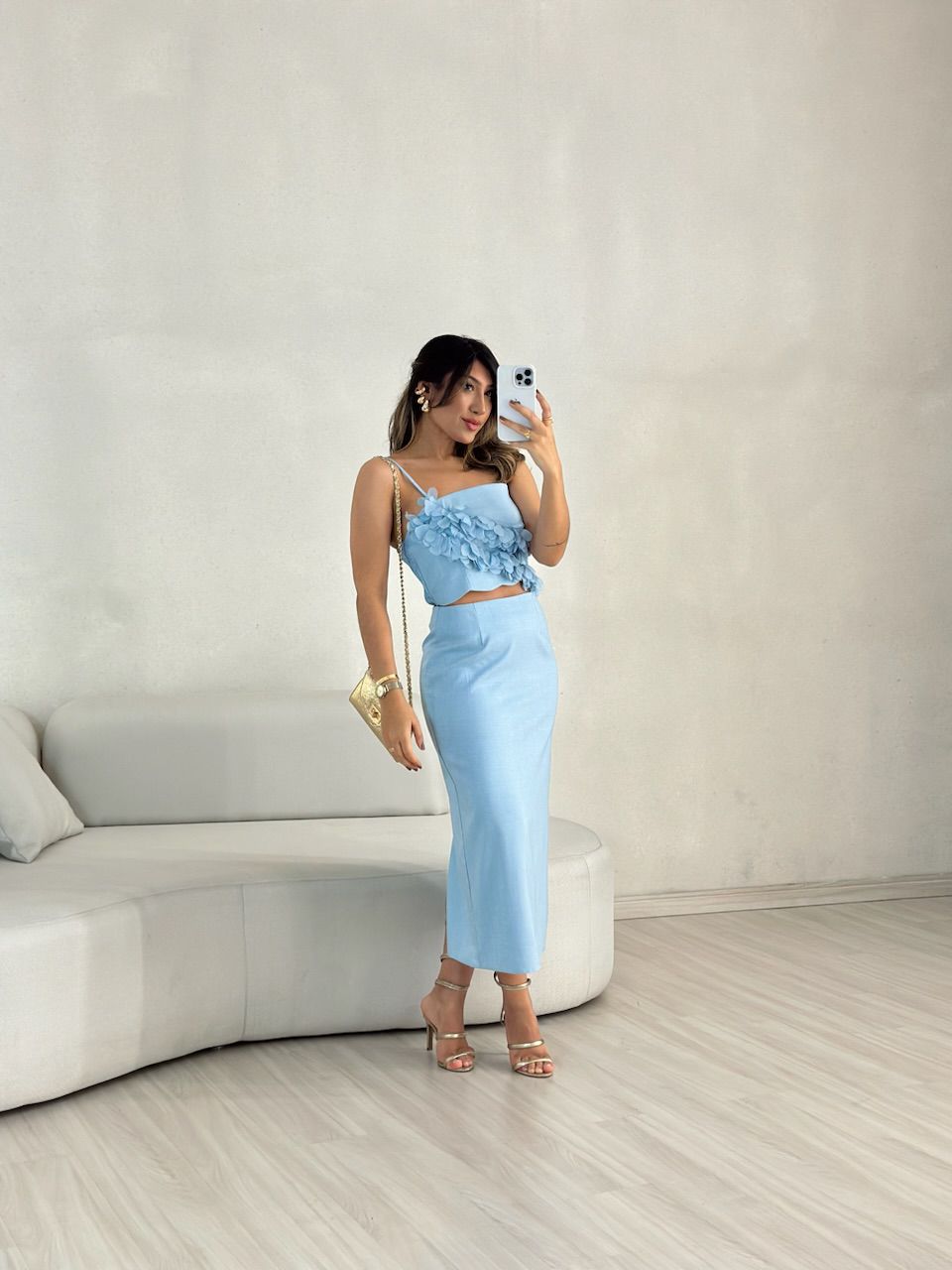 CONJUNTO ELSA SAIA TOP BABY BLUE - 0055310365 - CAROLLA FERRARO