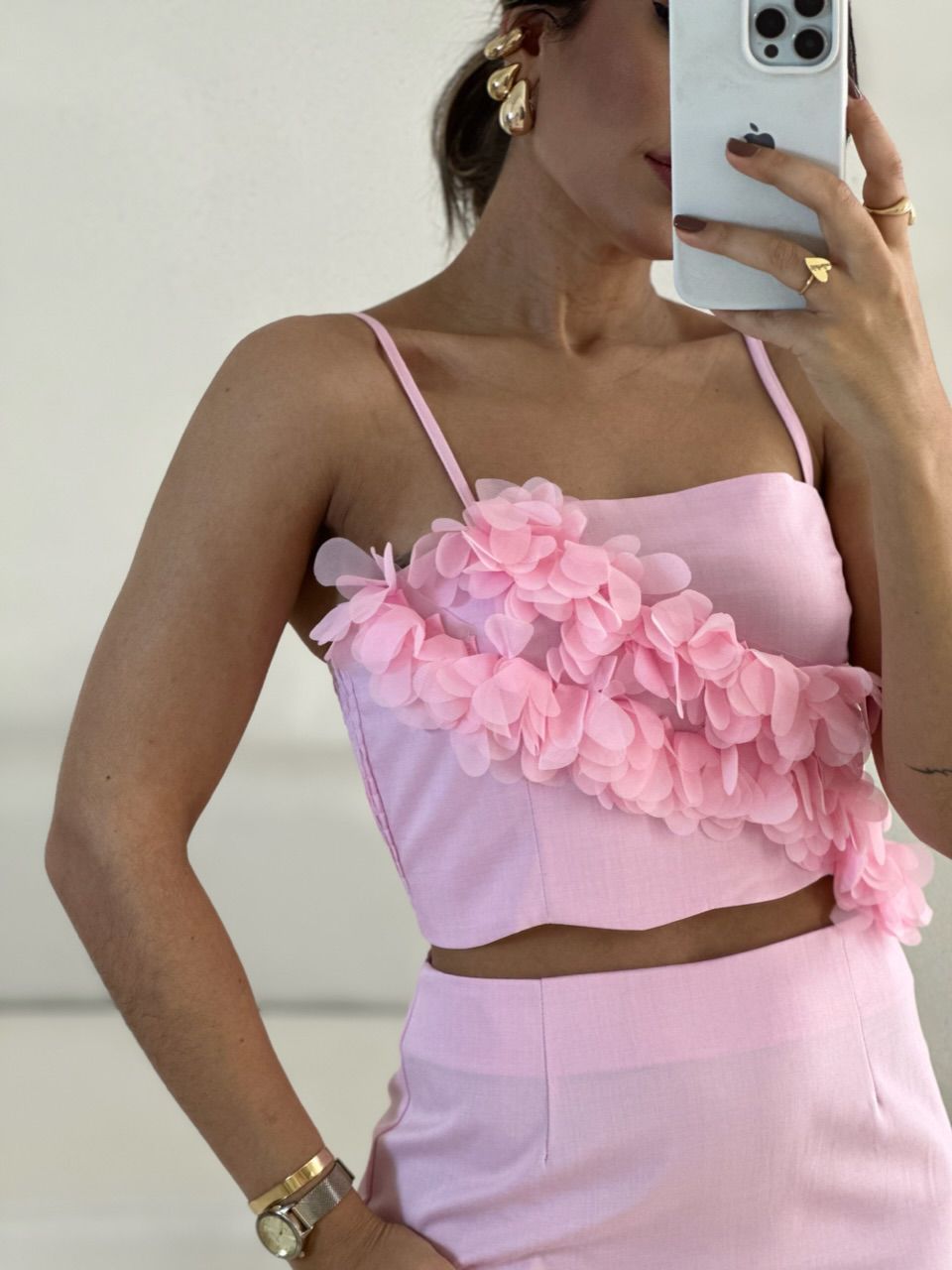 CONJUNTO ELSA SAIA TOP BABY PINK